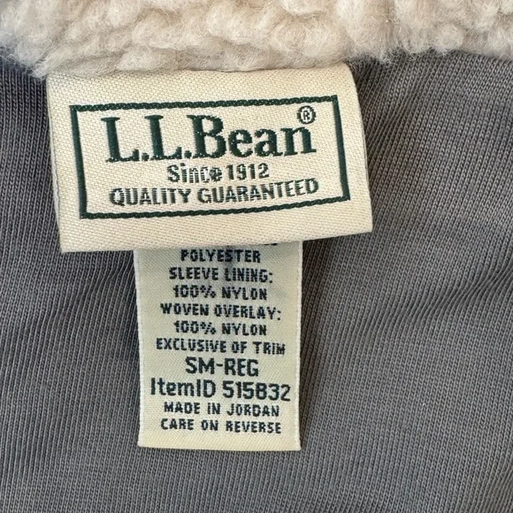 LL Bean Sherpa Fleece Jacket S Snap Front Pockets Lined Cream Gray - Picture 14 of 15